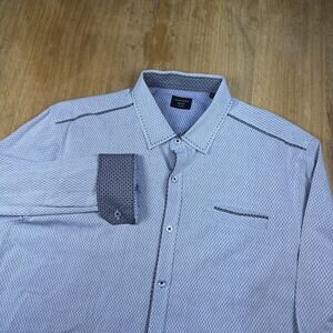 7 Diamonds Made Well Long Sleeve Button Down Shirt Men's L Gray Flip Cuff